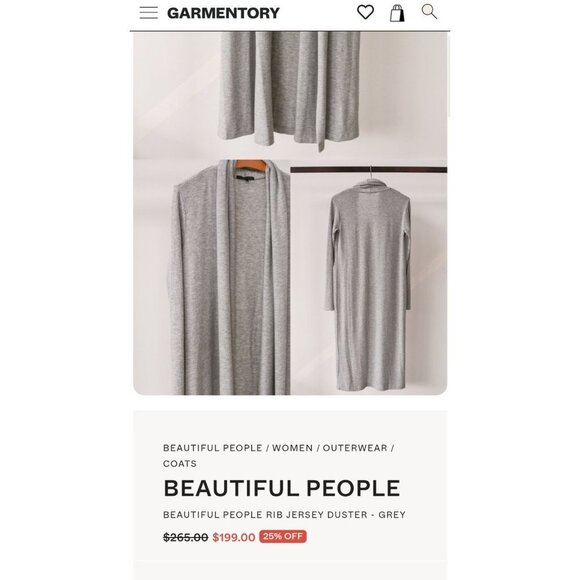 Beautiful People sz. S Cardigan Duster Jersey Knit Ribbed Knit Sleeves Sweater - Picture 4 of 13